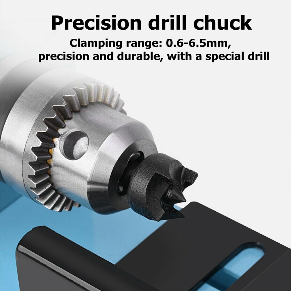 150W Mini Wood Lathe Woodworking Machine Portable Multifunction Durable Drill Polishing Bead Cutting Tool DIY Home