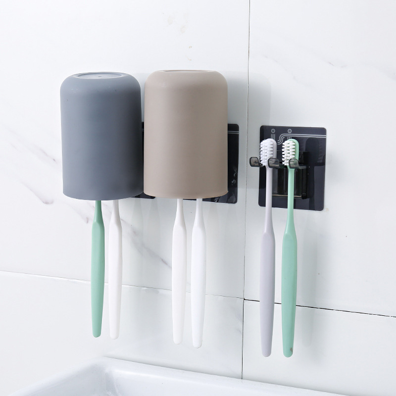 Plast soild farve tandbørste cup rack sæt badeværelse tumbler mundskyl rejse tandbørste holder cup hjem badeværelse tilbehør