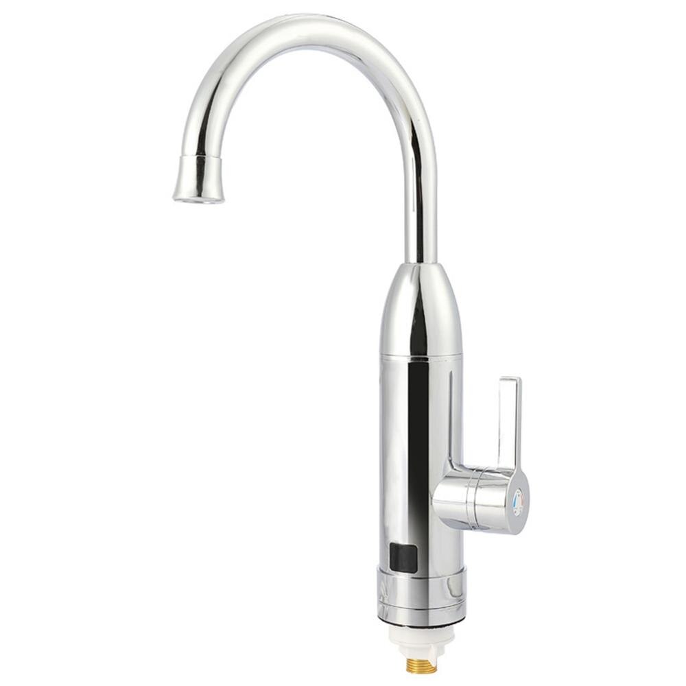 Electric Kitchen Water Heater Tap Instant Water Faucet Heater Cold Heating Faucet Tankless Instantaneous Water Heater: silver