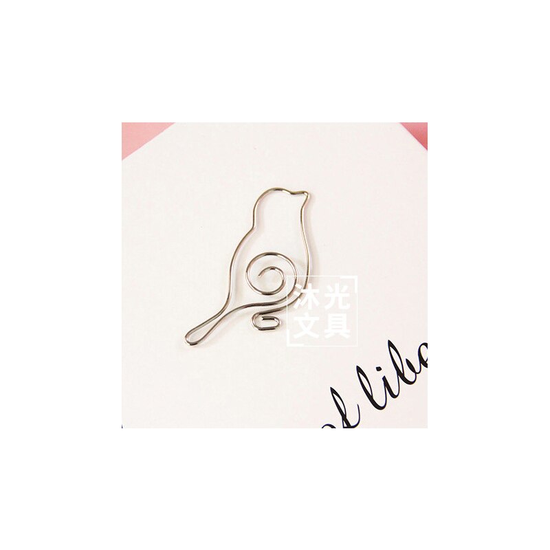 5Pcs/pack And Funny Interesting Cartoon Animal Five Style Shape Paper Clips For Office School Metal Clips: Bird 2
