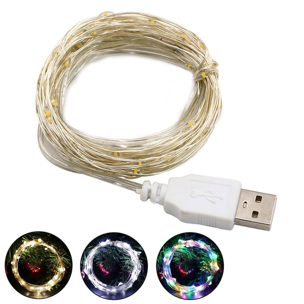 1/2/3/5M/0M USB LED String Lights Copper Silver Wire Garland Light Waterproof Fairy Light For Christmas Wedding Party Decoration