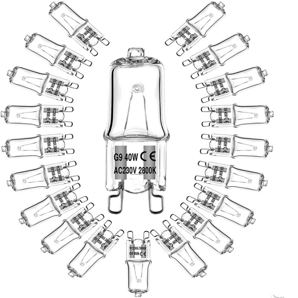 10 Stück G9 Halogen-Glühbirnen 25 W/40 W/60 W 220 V ersetzen LED-Birne, energiesparende, hochtemperaturbeständige Glühlampe
