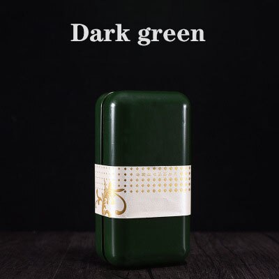 Mini Portable Universal Tea Square Can Storage Tinplate Box Packaging Jar: Dark green