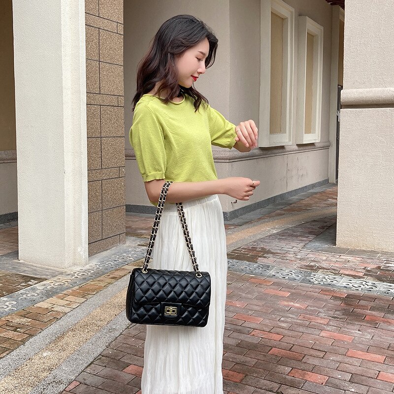 Doudou Spring and summer European and American Lingge chain bag xiaoxiangfeng women's bag Single Shoulder Messenger