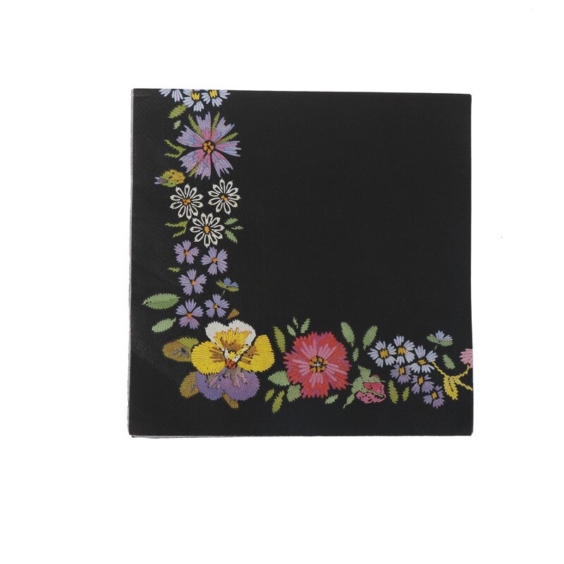 20 Serviettes En Papier Motif Floral Bleu Et Blanc - 16,5x16,5 Cm - Pour Fête, Mariage, Anniversaire - 6