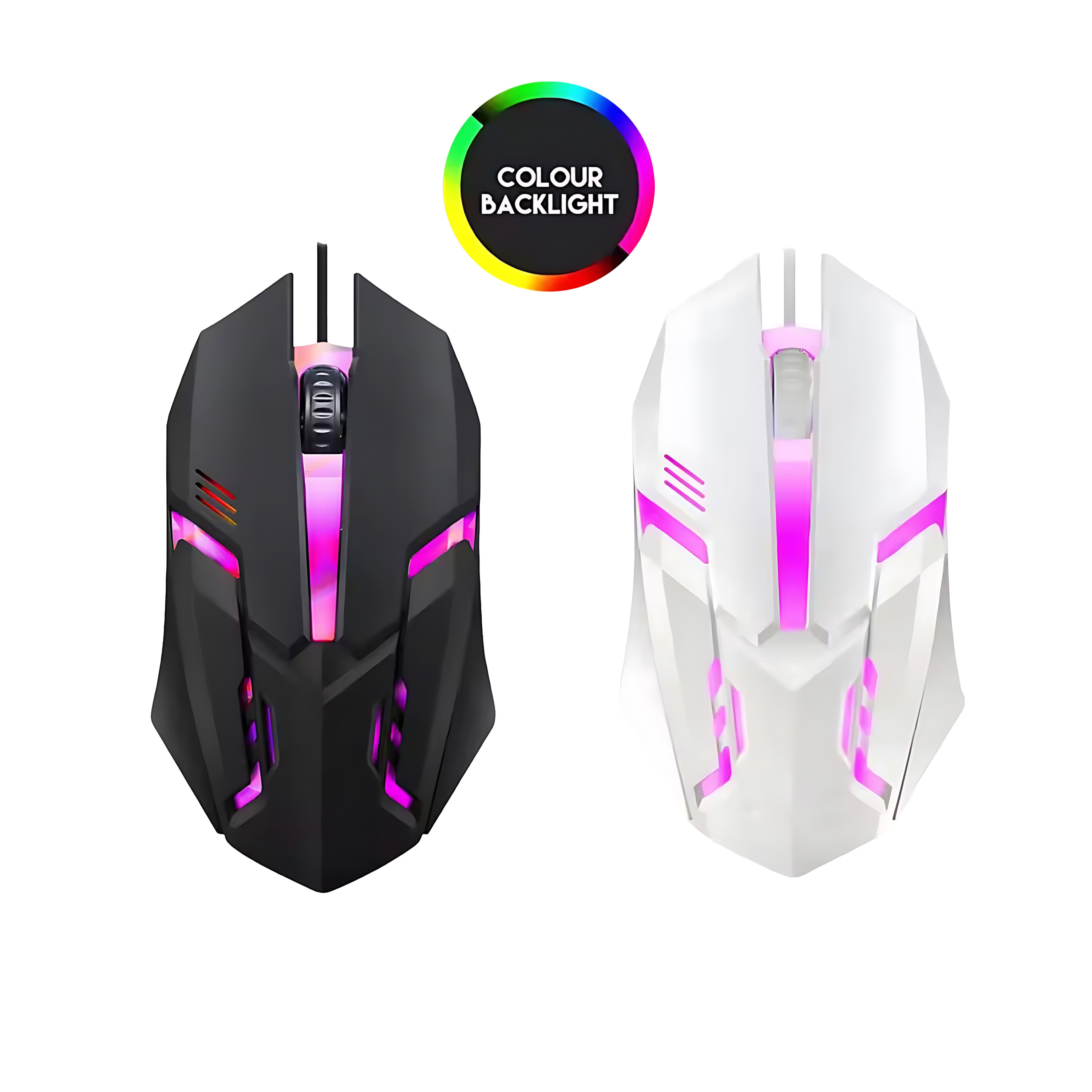 Kabelgebundene Tastatur und Maus mit Regenbogen-Hintergrundbeleuchtung, schwimmende Tastenkappe, stark, verschleißfest, angenehmes Gefühl für das Geschäftsbüro: Rose Rot