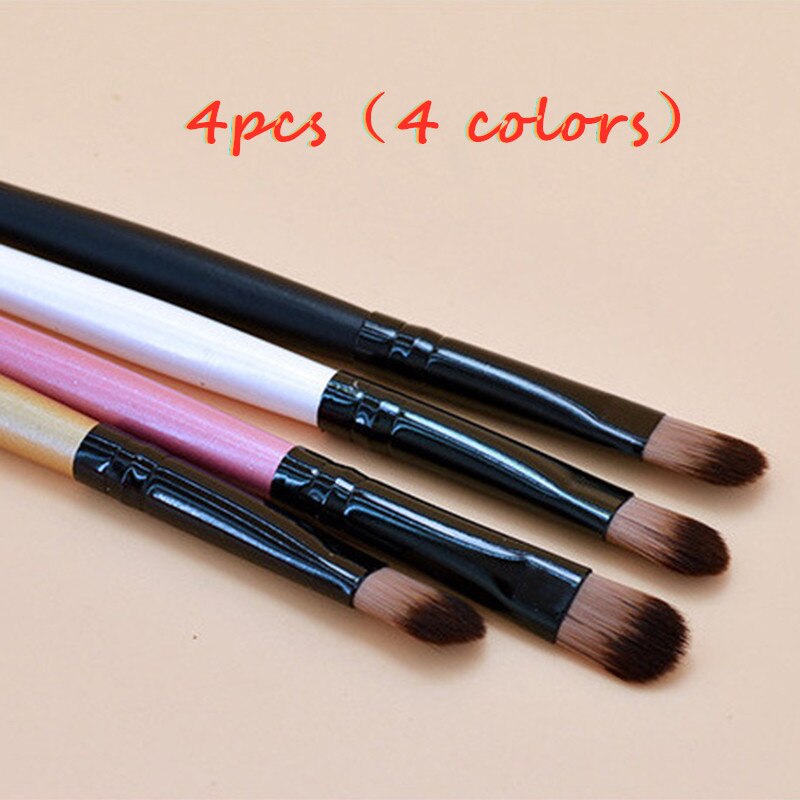 Professionele Oogschaduw Borstels Houten Blending Concealer Wenkbrauw Neus Make Up Borstels Synthetische Haren Cosmetica Borstel: 4pcs 4colors