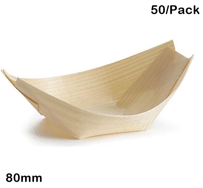 - fest bröllop leveranser , 80mm engångs mini sushi / sallad / dessert skål tall trä båt , 50/ pack: 80mm