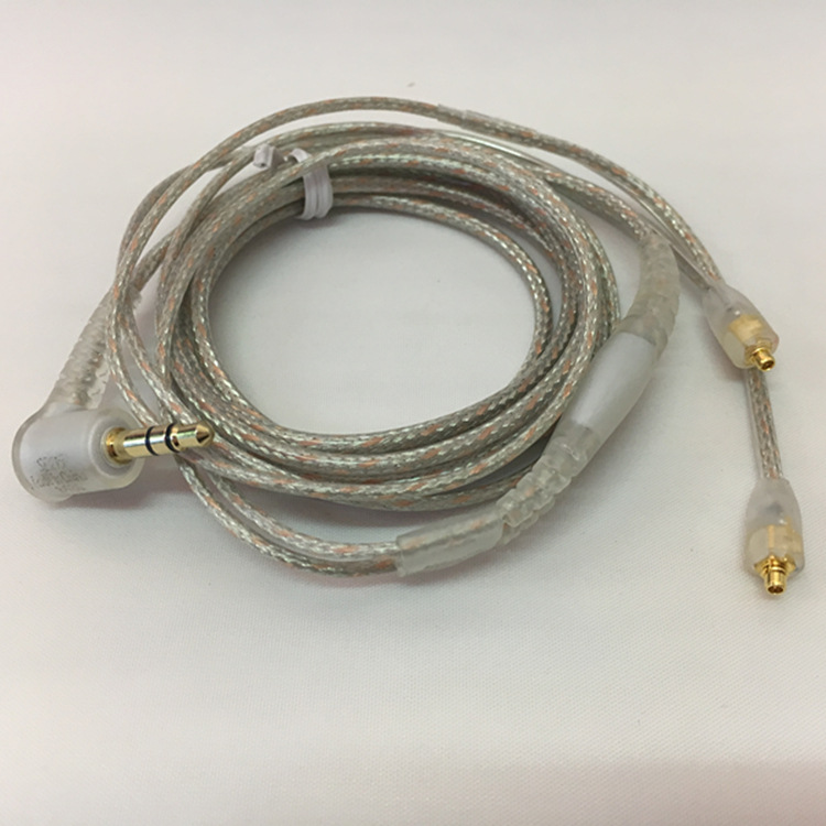 Voor Shure SE215 SE315 SE425 SE535 Oortelefoon Accessoires 1.6M Clear Dual-exit Afneembare Audio Kabel 3.5mm vergulde Hoek Plug