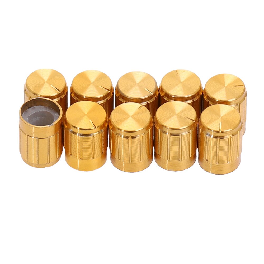 10Pcs Metal 6mm Hole Dia Light Lamp Dimmer Control Rotary Knob Cap 13x17mm Aluminum Volume Control Rotary Knobs: YELLOW