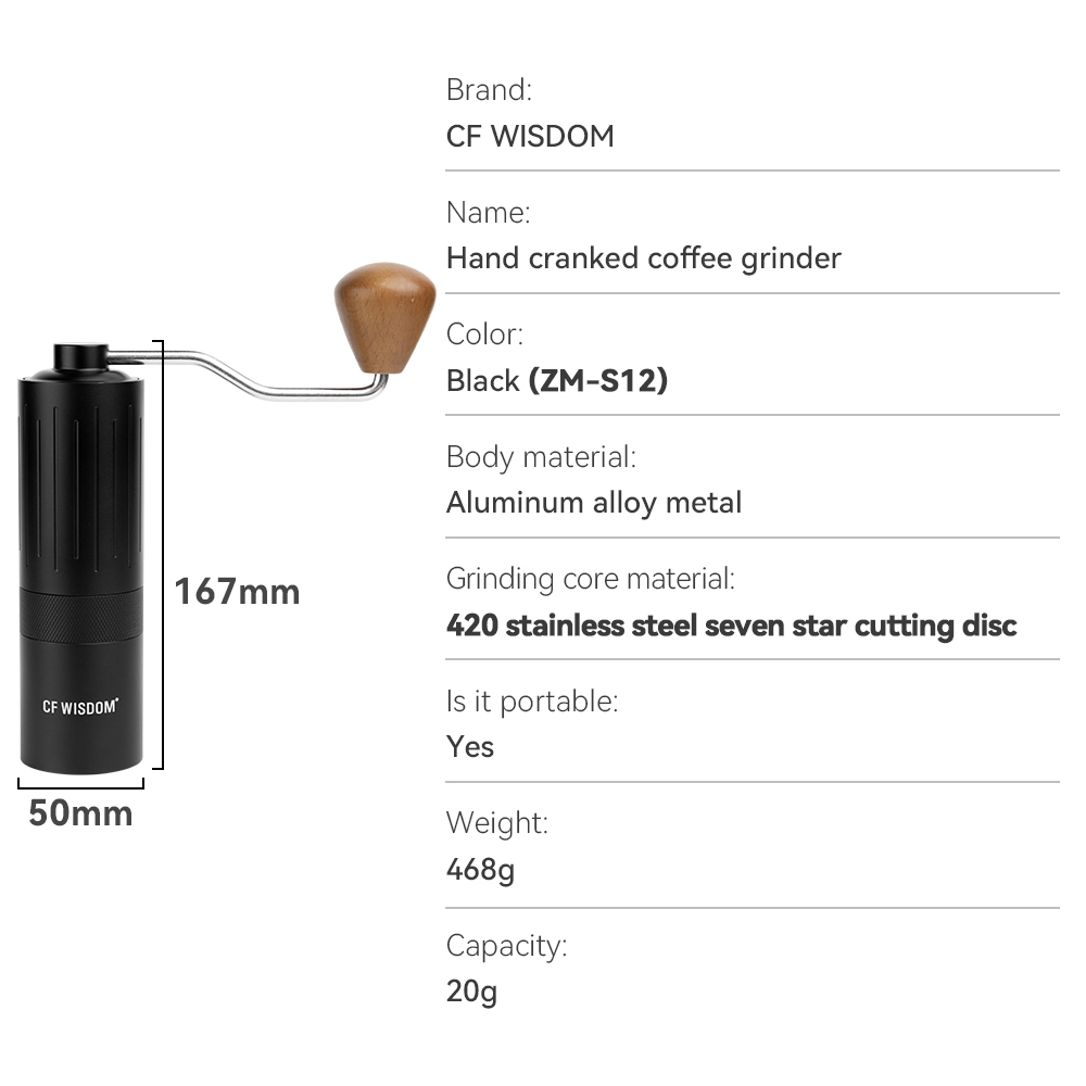 Justerbar kaffekvarn, kaffebönkvarn för espresso, manuell kaffekvarn, jul tacksägelse: Ljusgrön