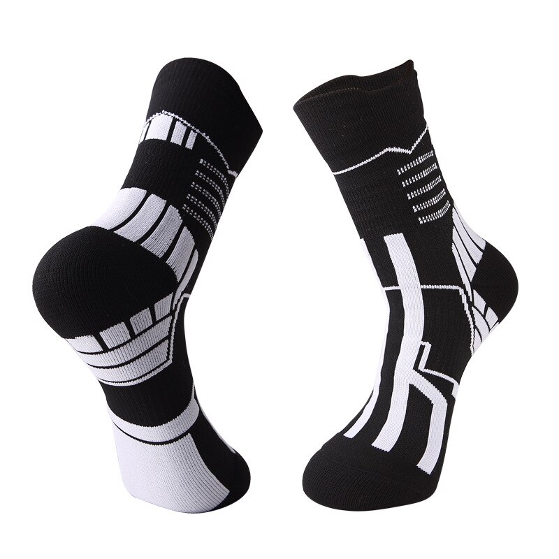 Brothock Professionele handdoek bodem sport basketbal sokken dikke bodem lange buis elite buitensporten sokken fabriek: Black