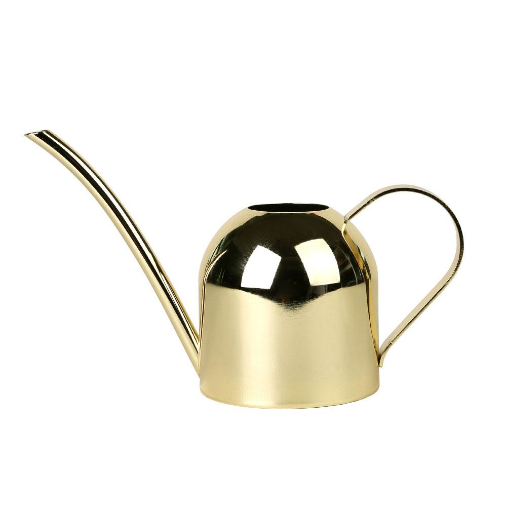 500ML Stainless Steel Long Mouth Watering Pot Green Plant Watering Can Golden Small Watering Gardening Tools Control Water: Platinum 500ml