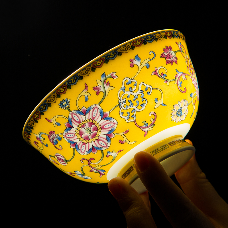 Jingdezhen enamel ceramic bowl Palace luxury bone china noodle bowl Chinese style salad bowl Ceramic tableware