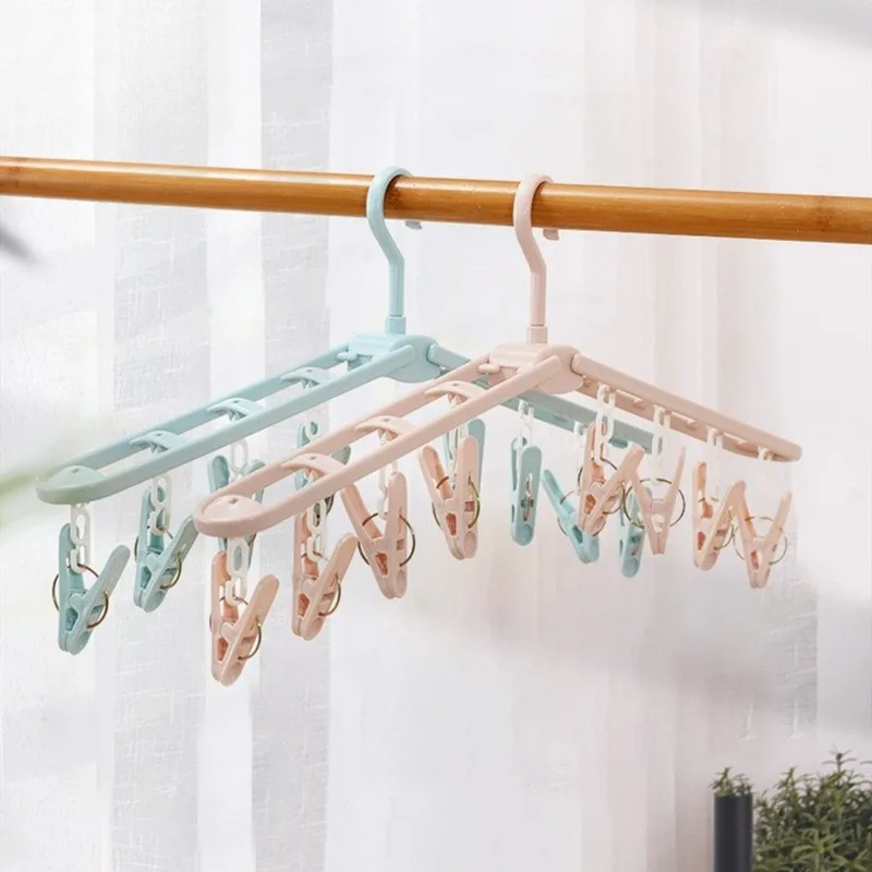 Zusammenklappbarer Wäscheständer für Reisen, Hemden, Socken, KleiderbüGel mit Clips, faltbare Hosen, KleiderbüGel, Schrank-Organizer