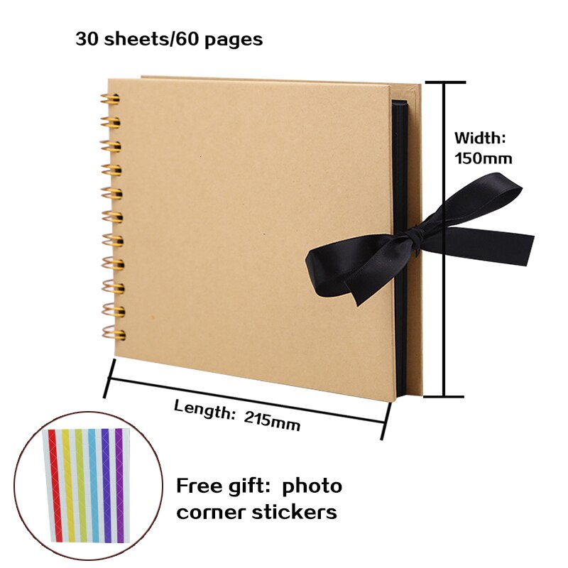 80 Pages DIY Craft Photo Albums for Mate Paper Scrapbooking Picture Album Wedding Birthday Anniversary Photos for Boyfriend: Cowhide 30 sheets