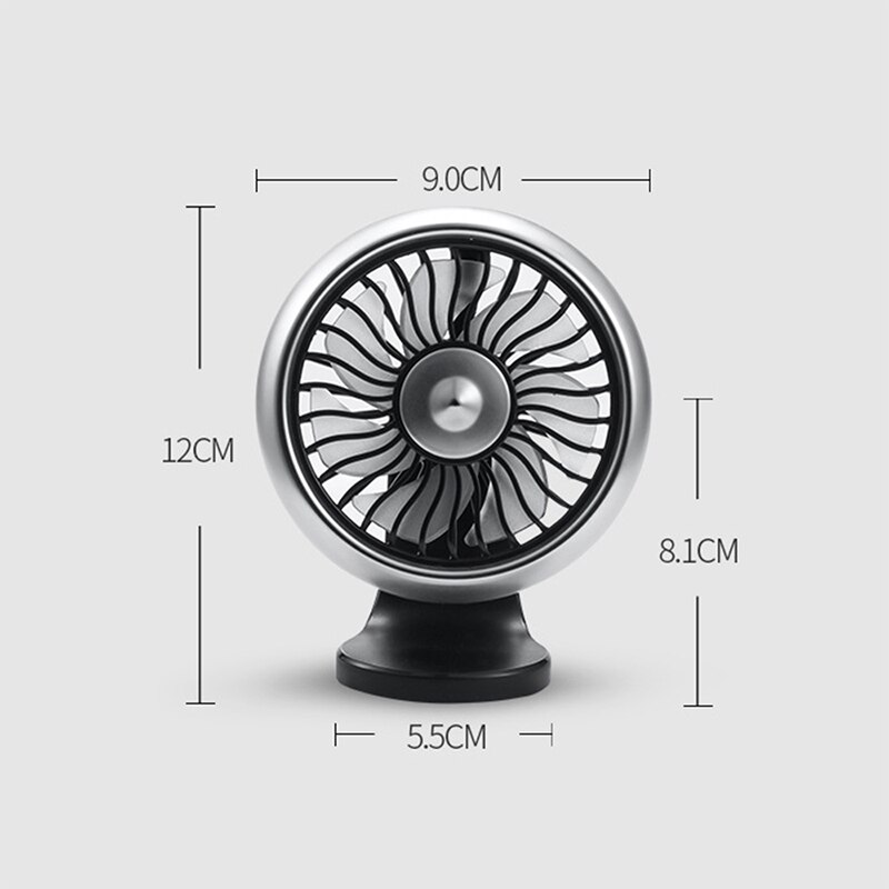 Electric Car Fan 360 Degree Rotatable 3 Speed Dual Head Car Auto Cooling Air Circulator Fan