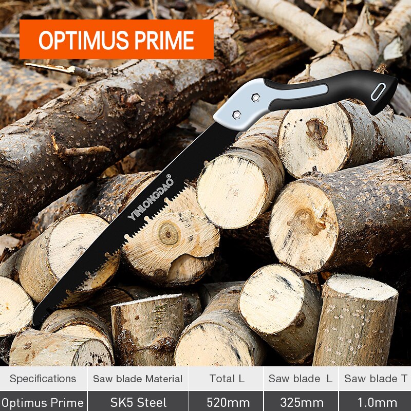 Opvouwbare kampeerzaag, opvouwbare tuinzaag voor houtbewerking met tpr-handgreep, opvouwbare snoeizaag voor droog hout met harde tanden, doe-het-zelf: 520mm-b