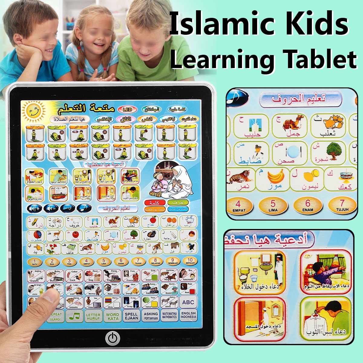 Arabisch Englisch Lernen Tablet Kinder Quran Islamischen Muslimischen Heiligen Lernen Maschine Spielzeug Lesen Musik Frühen Bildung Kinder