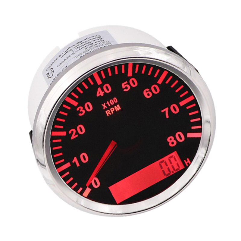 Marine Tachometer 8K Digital Meter fit Car Boat Diesel Generator Engine Gasoline Engine With Red Backlight 12-24V