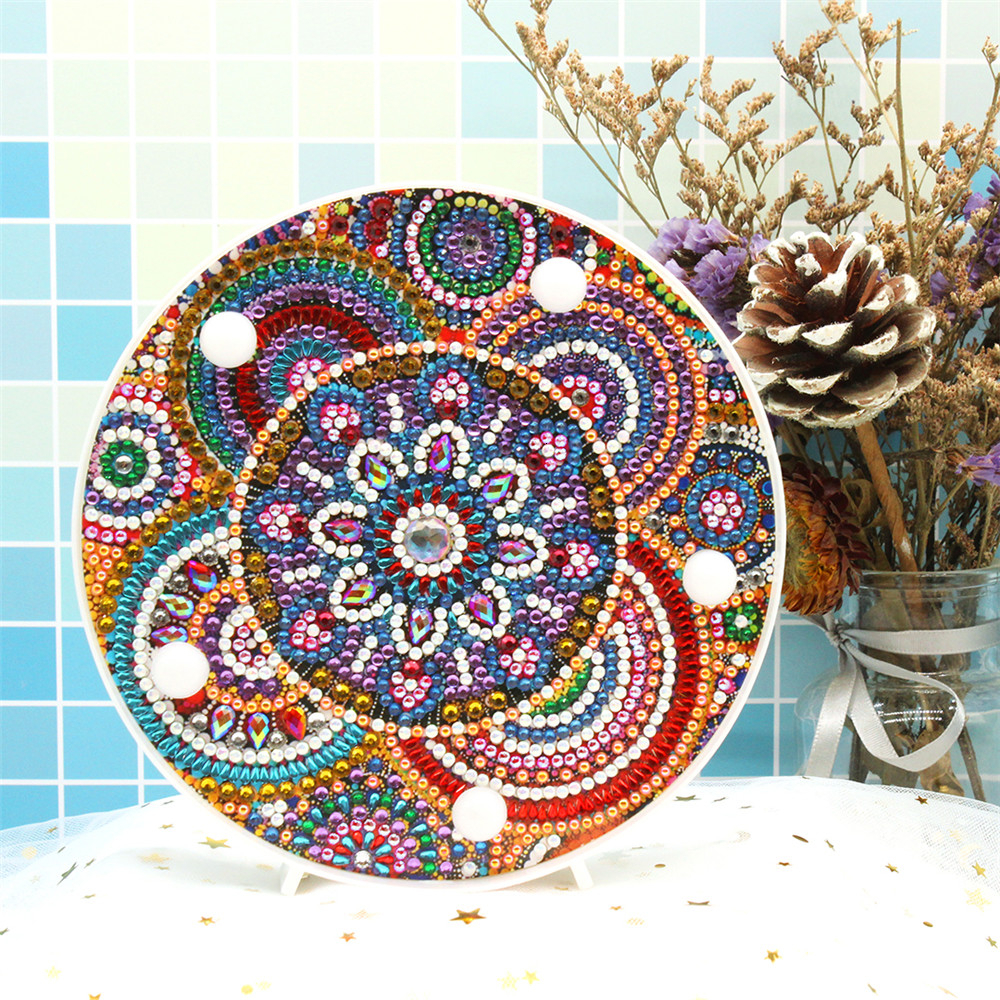 HUACAN 5D Diamant Malerei LED Lampe Mandala Stickerei Mosaik Bausatz Weihnachten Dekorationen Für Heimat