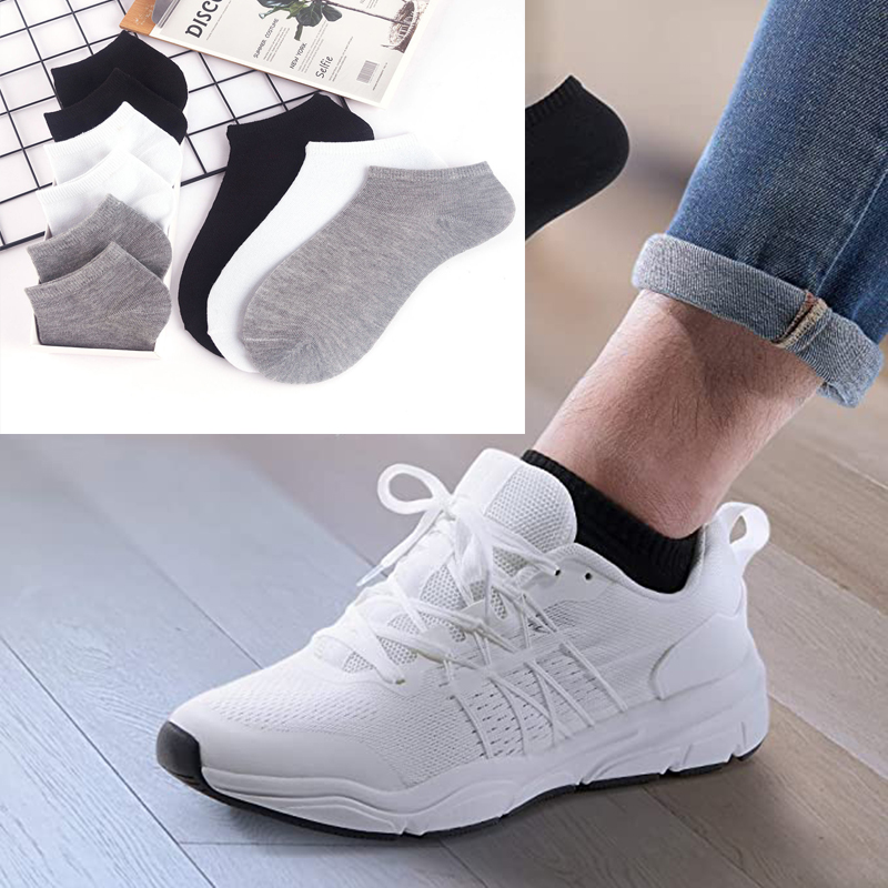 10 Pairs Vrouwen Sokken Ademend Sportsokken Effen Kleur Boot Sokken Comfortabele Katoenen Sokjes Wit Zwart