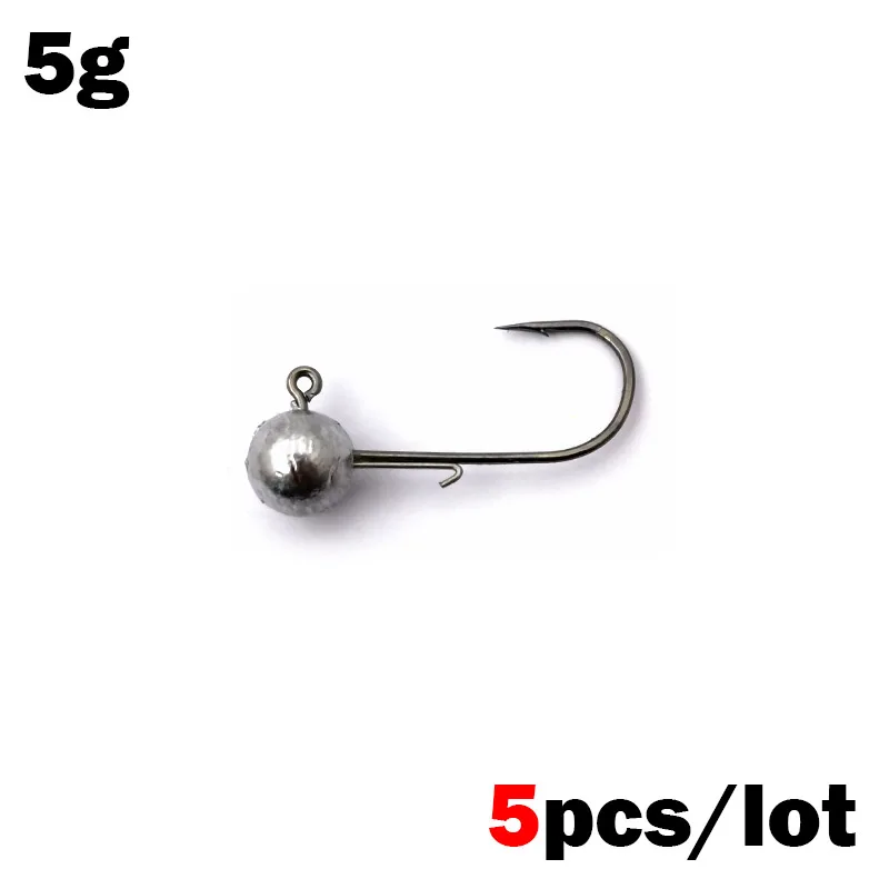 OUTKIT 5 pz NED Testa Maschere Gancio 2.5-14g Sfera Rotonda Jig Testa Gancio Weedless Gambo Lungo Ganci Secondari per La Pesca Alla Verme Morbido
