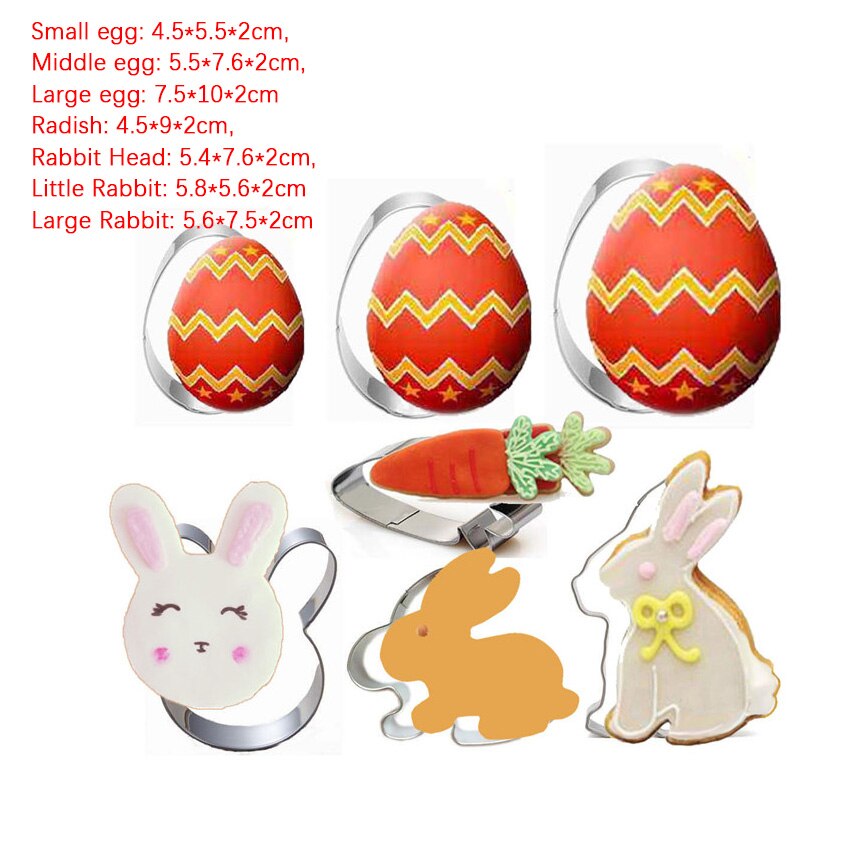 4pcs Easter Themed Cookie Cutters Egg Bunny Biscuit Press Stamp Molds Chocolate Moulds Cake Decoration Tools for Easter: E