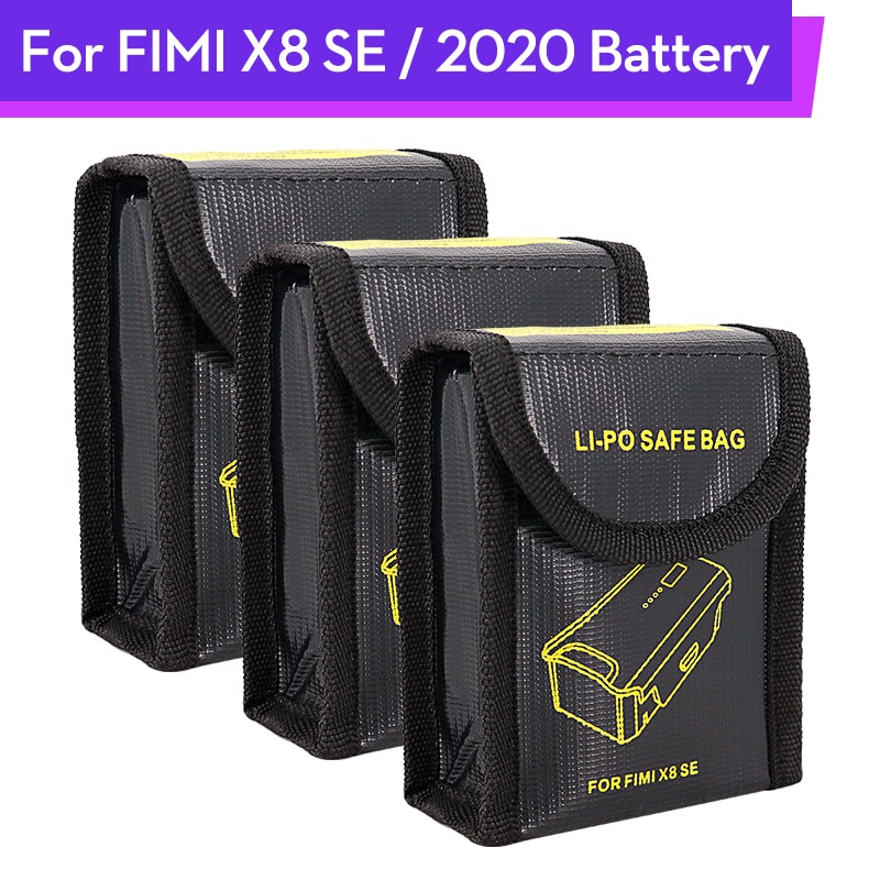 3Pcs Fimi X8/ Batterij Explosieveilige Tassen Lithium Batterij Beveiliging Opslag Beschermende Tassen Brandwerende Case Box drone