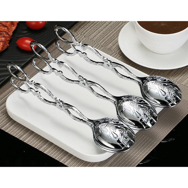 1pc mat sax tang kök rostfritt stål skulpterat mönster zinklegering servering tång bröd klipp för dessert sallad kex