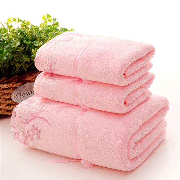 Super fine fiber thickened water absorption soft skin friendly antibacterial bath towel adult love hotel shower cool bath beach: Pink / 1 piece 70x140vm
