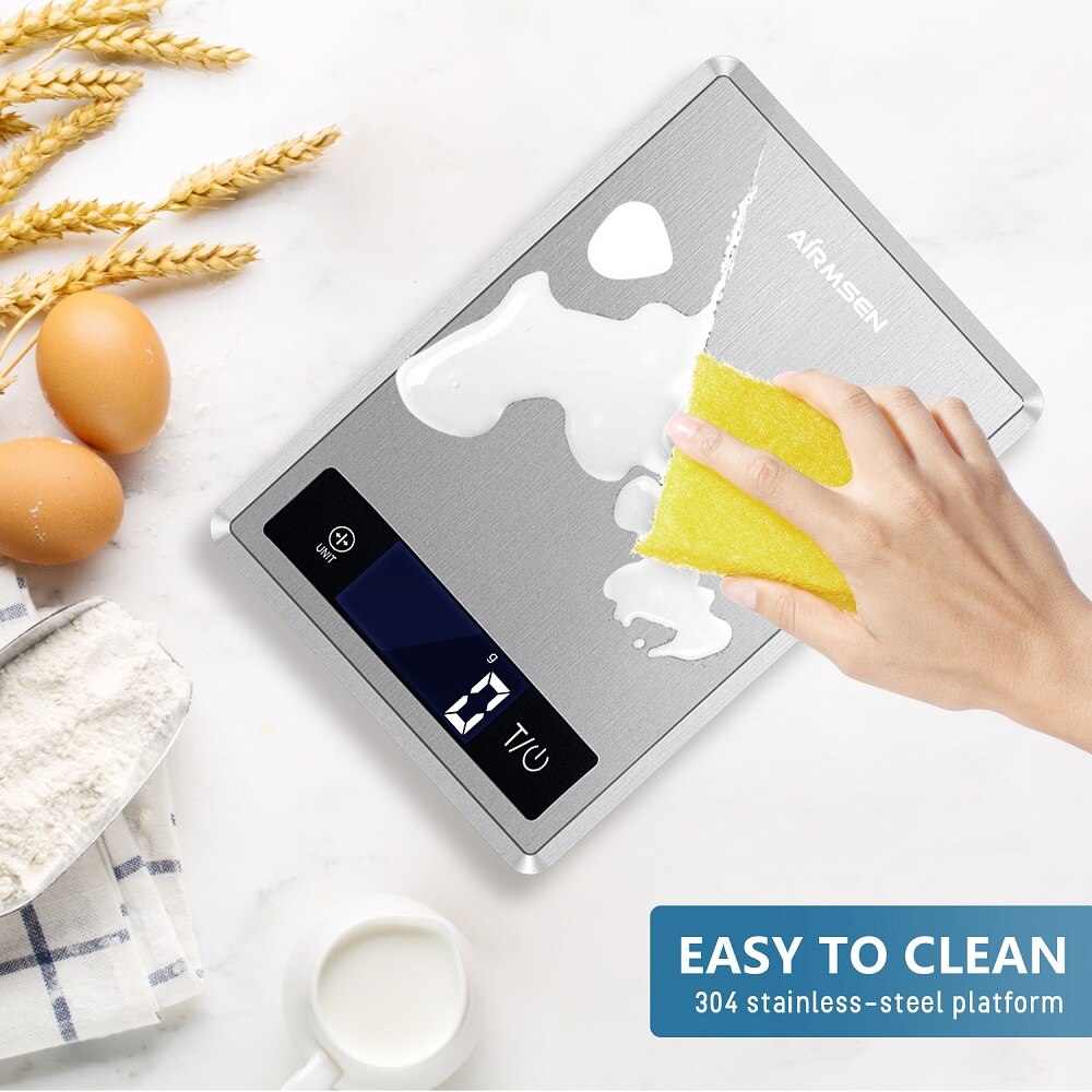 Airmsen 5kg Kitchen Scale Household Electronic Digital Food Scale Cooking Baking Scale Kitchen Measuring Tool Stainless Steel
