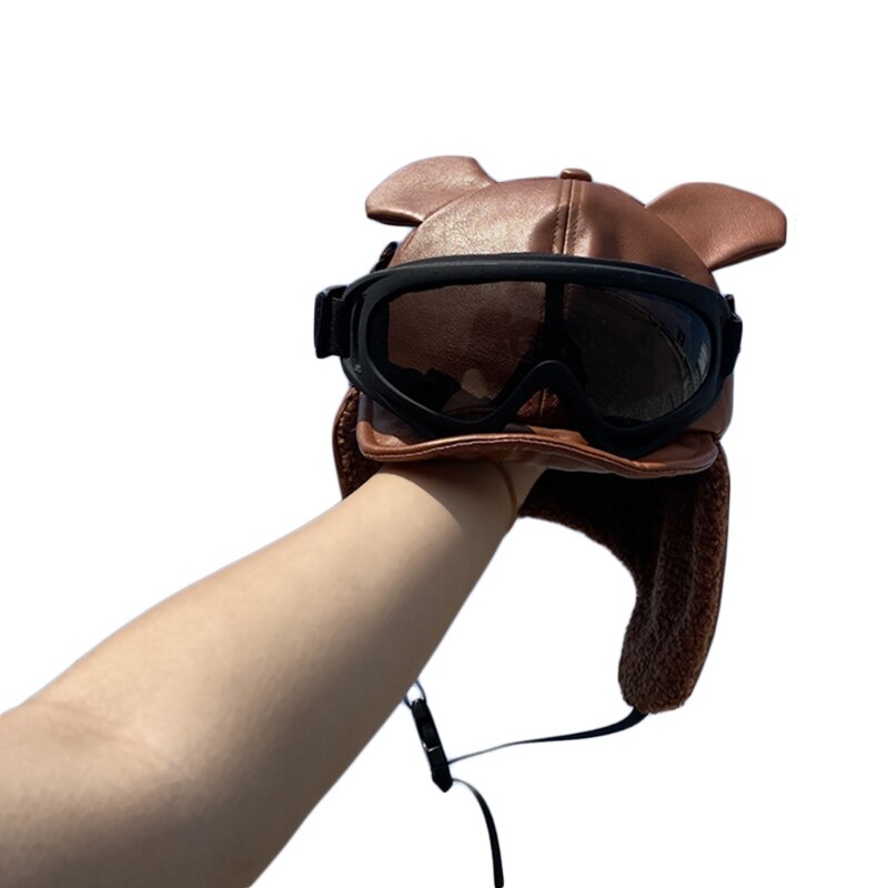 Sombrero y gafas de Trapper Vintage para hombre y mujer, accesorios de disfraz, con orejeras de piel, gorro de Trapper Flyer, recuerdo de de cumpleaños: Brick red