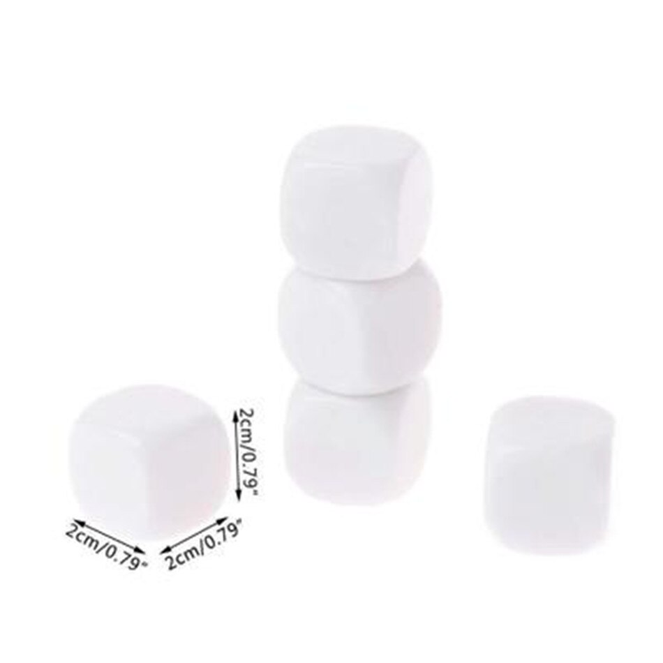 5PCS/Lots 20mm Blank D6 Acrylic Dice For Kid DIY Write Painting Graffiti Family Games Glossy DIY Dice Teaching Dice