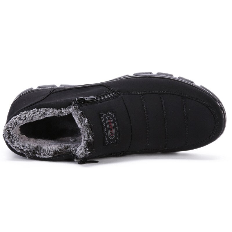 Men Boots Zipper Winter Shoes for Men Furry Snow Boots Waterproof Mans Footwear Cotton Fabric Male Ankle Shoes Plus Size