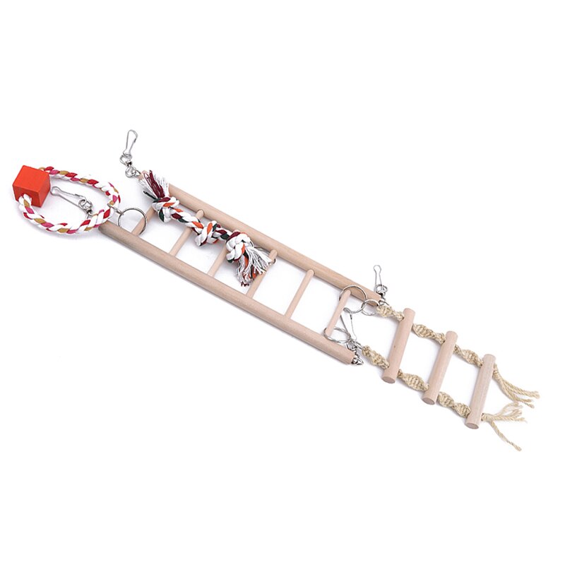 Bird Chew Toy Parrot Parakeet Budgie Cockatiel Cage Wooden Climbing Ladder Pet Supplies Bird Swing Exercise Toy