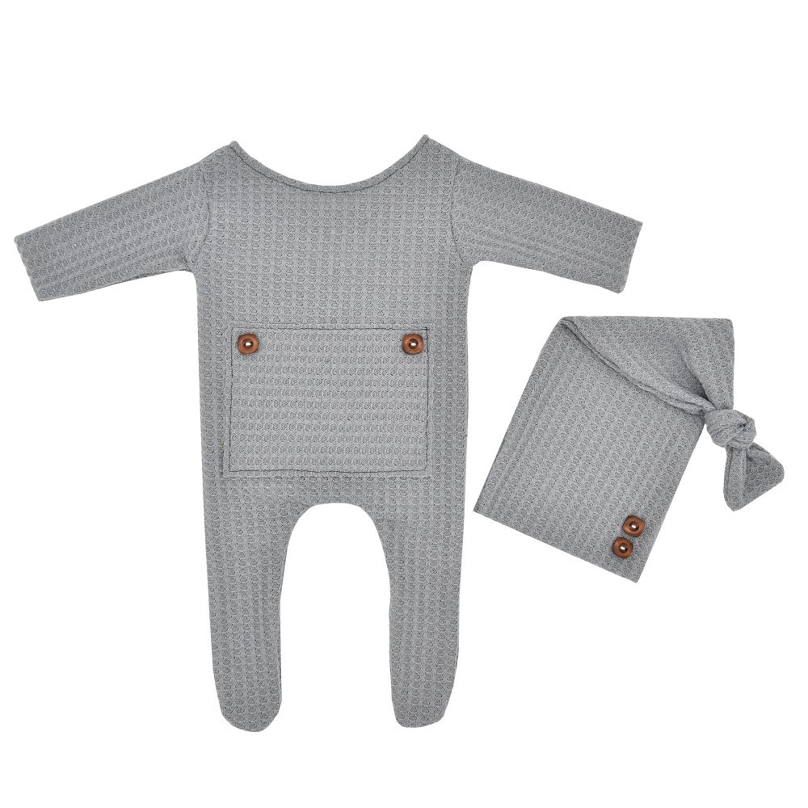 Pasgeboren Baby Fotografie Prop Footed Romper Knop Overalls Hoed Set Zachte Deken Dress Up Voor Kinderen Jongens Meisjes Foto Kostuum