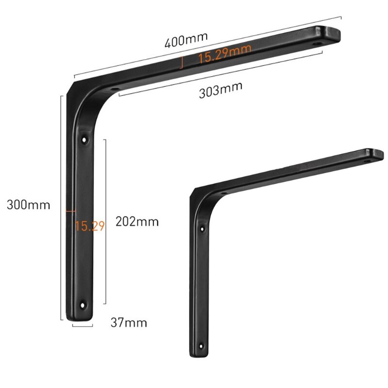 2pcs Shelf Brackets Thicken Iron L-Shaped Right Angle Corner Brace for Wall Hanging Furniture Connector Industrial Decorative: SILVER