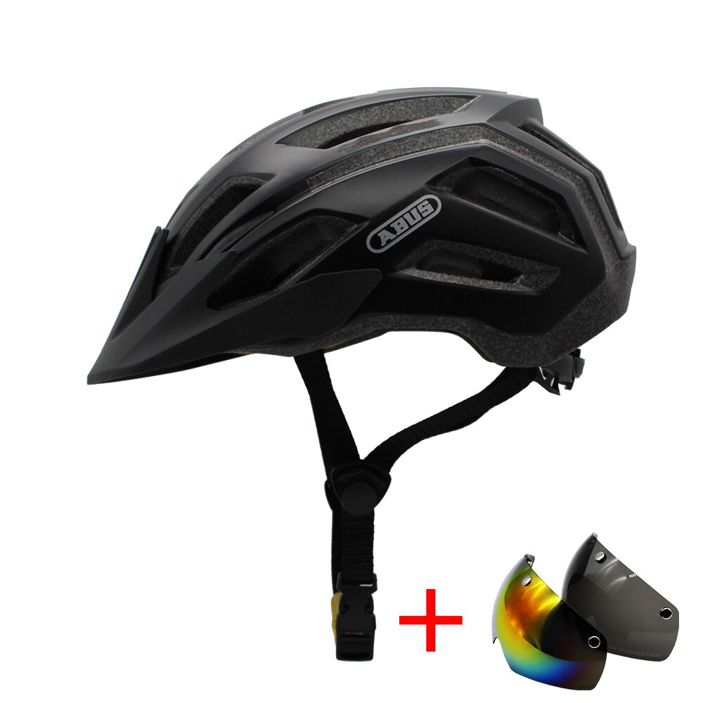 Bicycle Helmet Men EPS Integrally-molded Breathable Cycling Helmet Women Goggles Lens Aero MTB Road Bike Safety Helmet: black 2lens