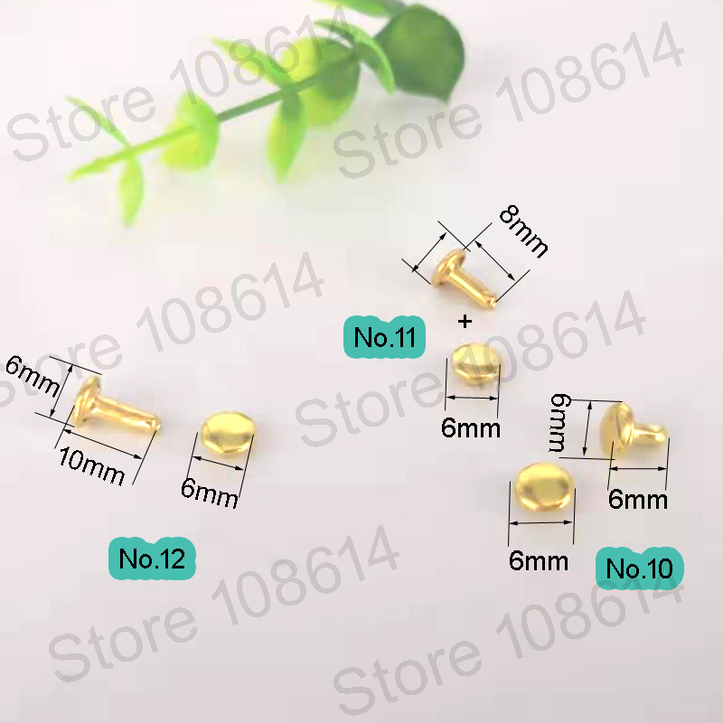 100Pcs DIY accessoires 6mm double-side klinknagels spike stud & spikes voor kledingstuk lederen accessoire Ronde platte spikes Kledingstuk Klinknagels: No.12