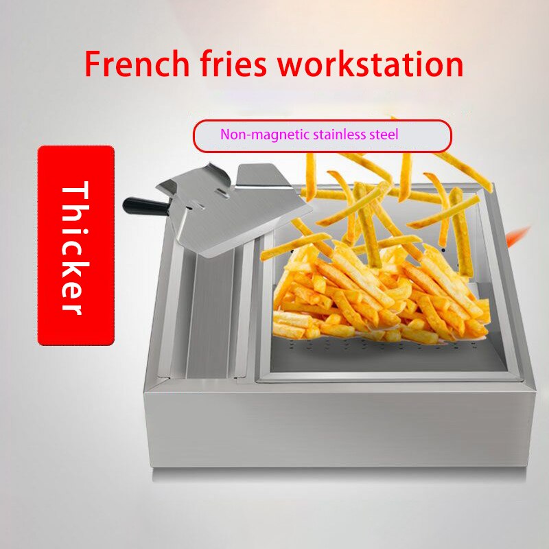 Kommerziellen Frites Workstation Frites Betrieb Tisch Edelstahl Frites Öl Control Tank Burger Shop Ausrüstung Ohne Magnet