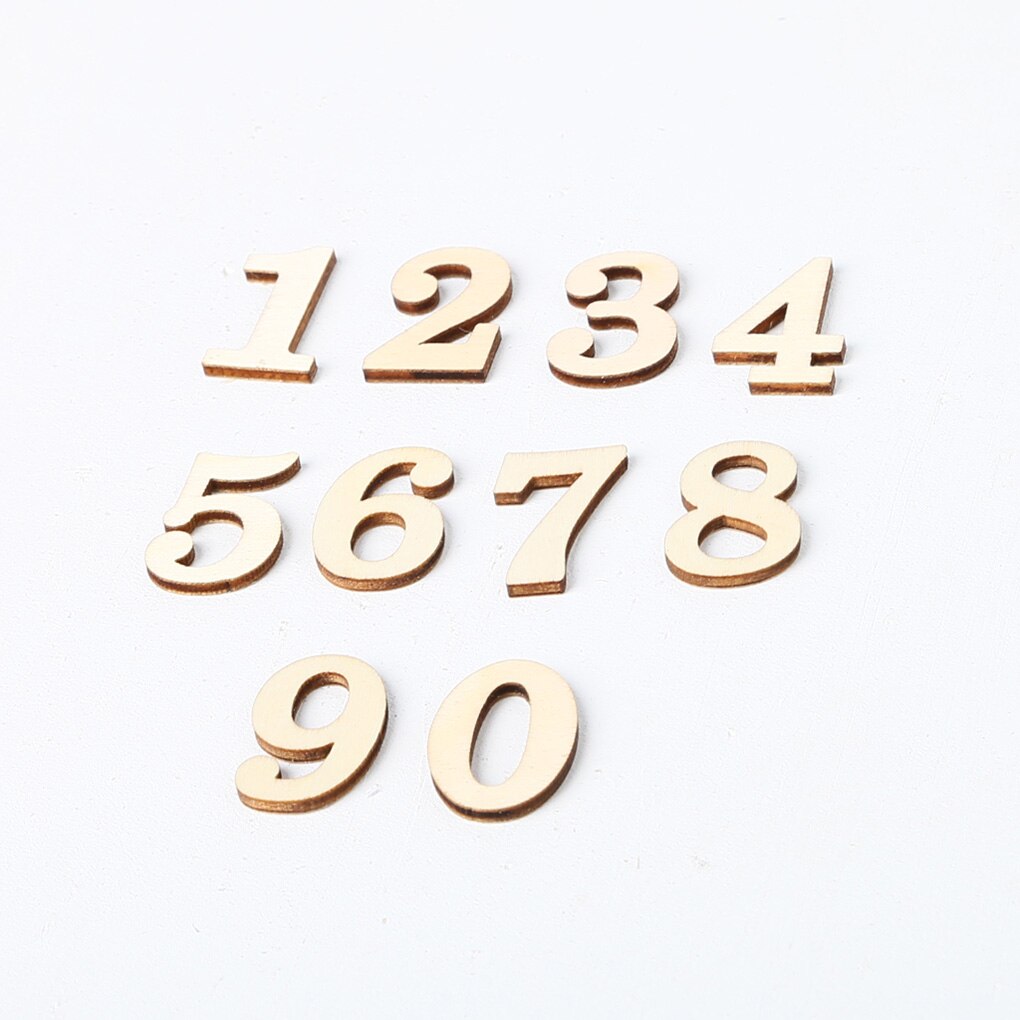 100 Pack Party Mini Wooden Numbers Unfinished Signs Ornaments Simple Style Anniversary Self-adhesive Happy Birthday