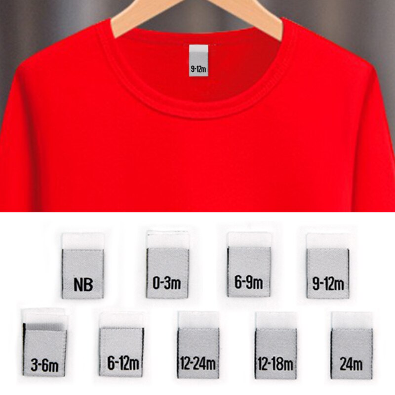 100Pcs Baby Kleding Maat Label Zwart Wit Tags Chirldren Kleding Tag T-shirt Jurk Diy Naaien Materiaal