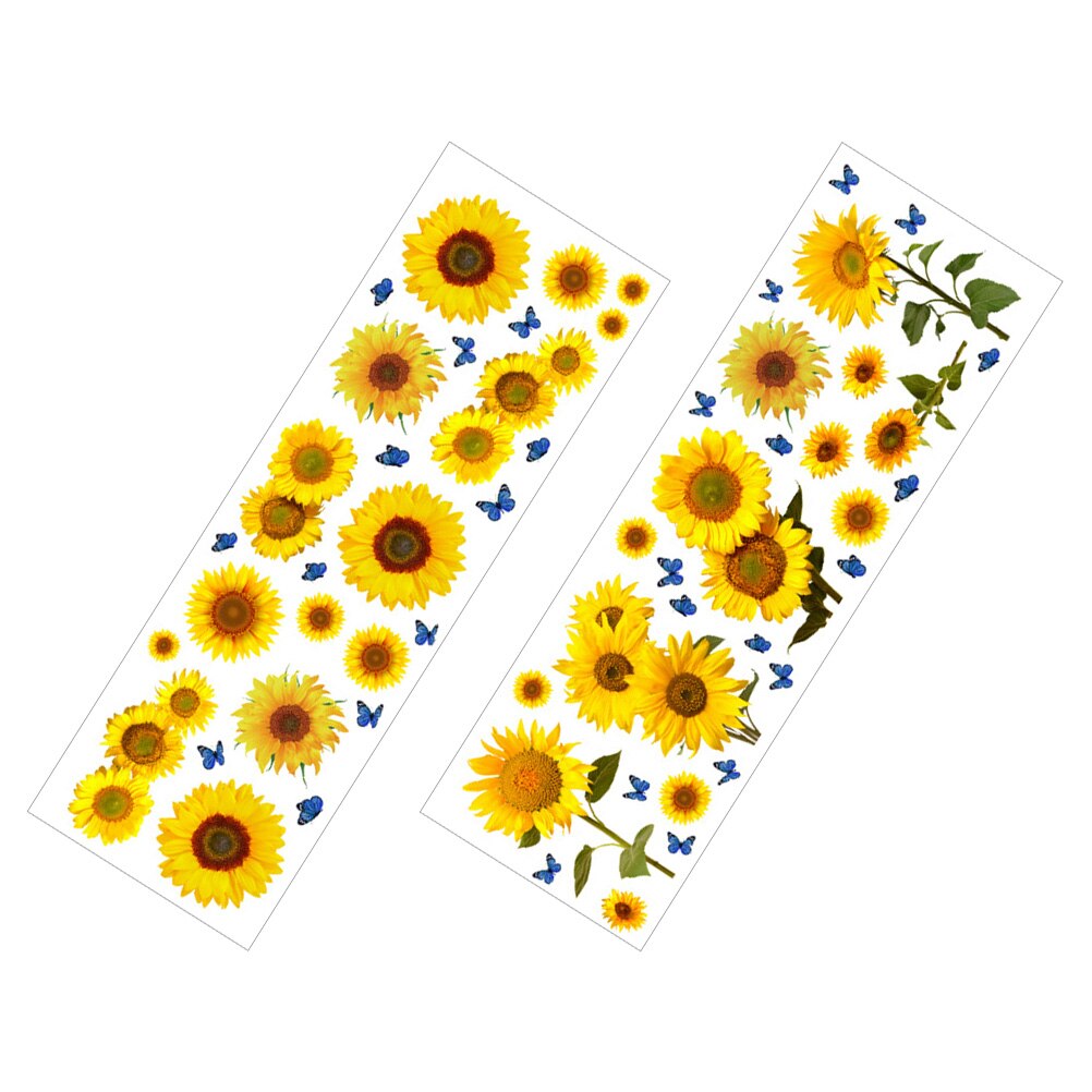2 Sheets Home Decors Sunflower Wall Stickers Wall Decals Butterflies Wallpaper