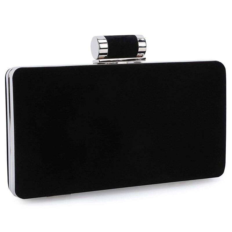 -Women&#39;s Formal Evening Bags Velvet Wedding Prom Party Clutch Purses(Black)