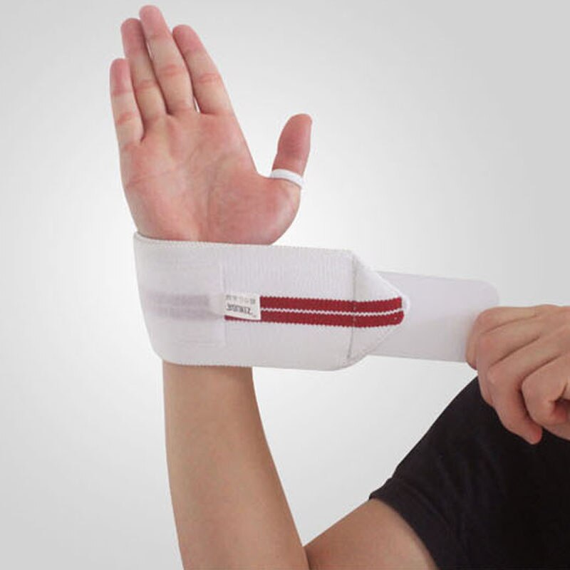 Aolikes 1Pcs Gewichtheffen Sport Polsband Gym Polssteun Bandjes Wraps Bandage: White with Red