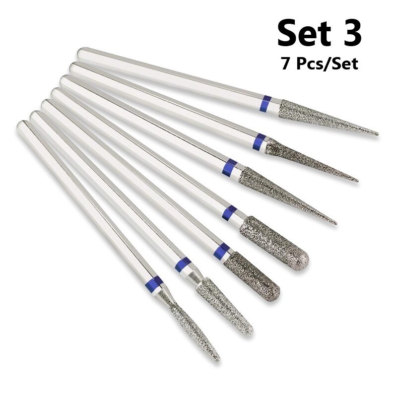 7 Pcs/Set Carbite Nail Grinding Head Nail Drill Bit Ceramic Mill Machine Set Cutter For Pedicure Electric Nail Files: Set 3