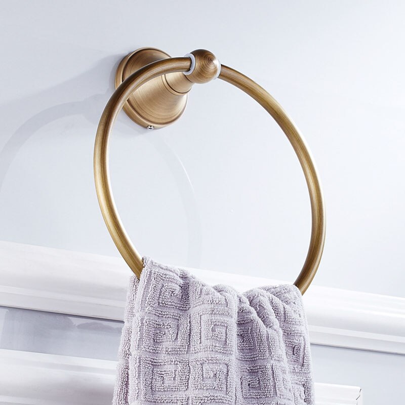 Håndkleholder veggmontert gull messing håndkle ring svart moderne bad tilbehør rundt vintage kjøkken arrangør hengende bar: Antikk bronse