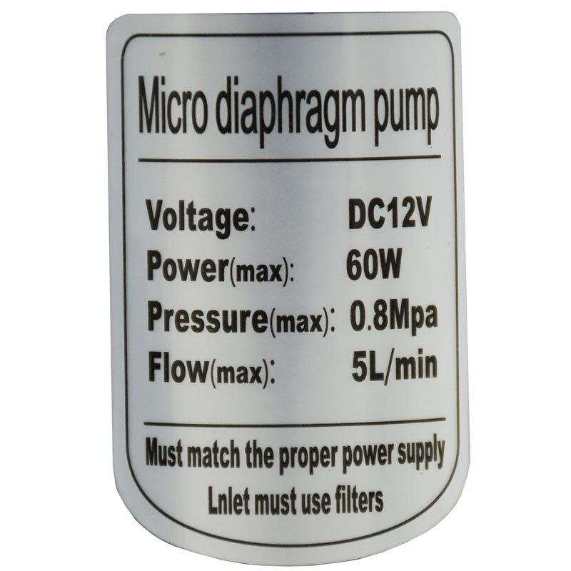 Dc 12 Volt Hoge Druk Waterpomp 60 W 80 W Micro Membraanwaterpomp Met Druk Zelfaanzuigende booster 12 Volt Adapter 1 Pcs