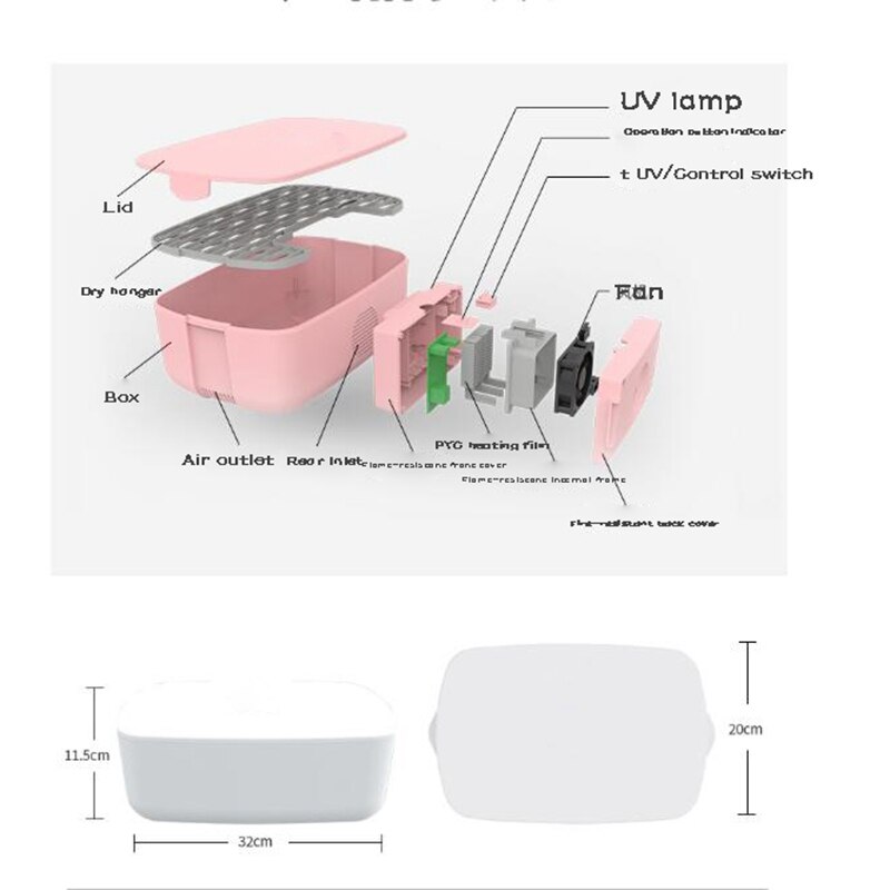 Small Clothes Drying Box Clothes Drying UV Underwear Disinfection Machine Clothes Drying Box EU Plug